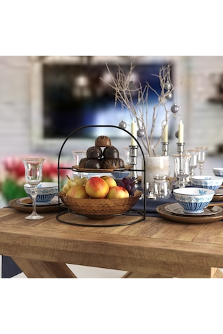 Teknotel 2'Li Servis Standı & Dolap Içi Raf Mat Siyah Mg072 Siyah
