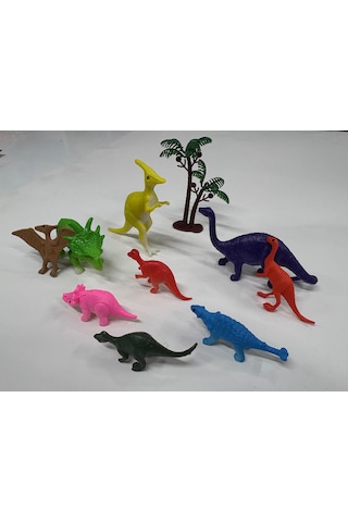 Plastik Oyuncak Dinozor Seti Dinozorlar 10 Parça Dinazor Çok Renkli Hayvan Figürü