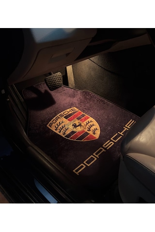 Oto Halı Paspas Porsche Uyumlu Kadife Yüzey Baskılı Oto Paspas