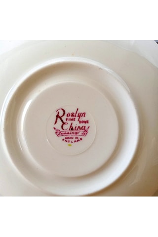 Roslyn China Sunning Dale 3'lü Porselen Antika İngiliz Pasta Tabağı 15cm Pembe