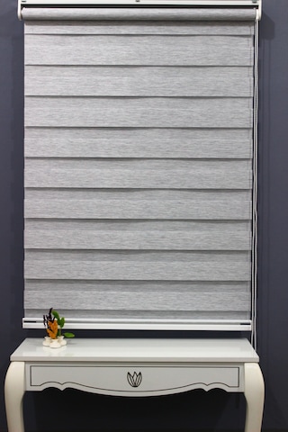 Açık Gri Bambu Zebra Perde Güneşlik