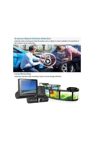 Joyjadehub Araba Dvr Dashcam Dash Kamera Hd Ekran 1080p 3 Lensli