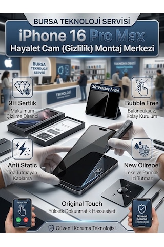 Iphone 16 Pro Max Uyumlu Ekran Koruyucu Hayalet Cam