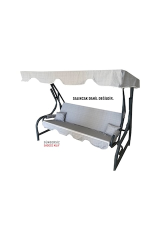 3 Kişilik Salıncak Minder Seti Süngersiz Kılıfı Gri Bahçe Minderi (547462080)