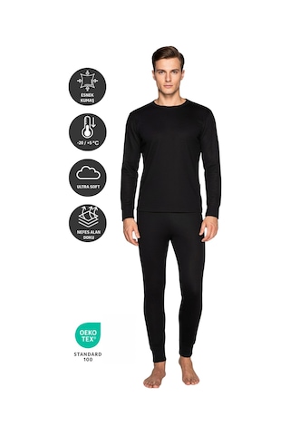 Thermoform Active Yetişkin Termal İçlik Set Siyah Çok Renkli