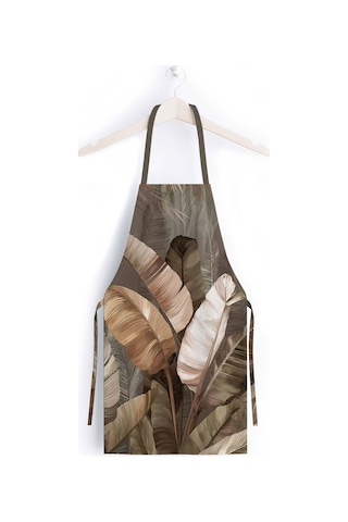 Tropikal Yaprak Tasarımlı Mutfak Önlüğü Keten Kumaş, Uluslararası Yıkama Ve Solmama Sertifikası Çok Renkli