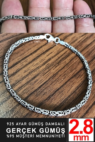 925 Ayar Gümüş Erkek Yuvarlak Kral Zincir Bileklik Künye Erkeğe Hediye Msb14 69809899