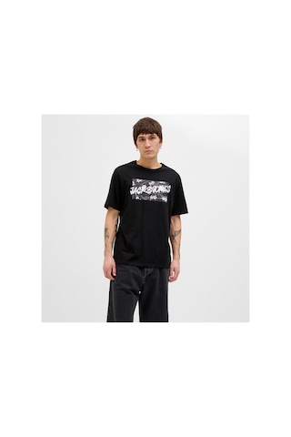 Jack & Jones Bisiklet Yaka Siyah Erkek T-shirt 12269324 Jjhawaıı Shape Tee Ss Crew
