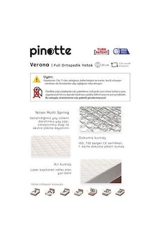 Nironyatak Tek Kişilik 90X190 Cm Yatak Full Ortopedik Sert Yatak Verona