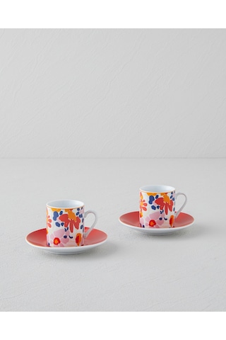 English Home Fabele Porselen 4 Parça 2 Kişilik Kahve Fincan Takımı 80 Ml Renkli Renkli