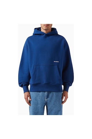 About Blank Box Hoodie In Cotton Premium Loopback Erkek Kapüşonlu Sweatshirt Mavi