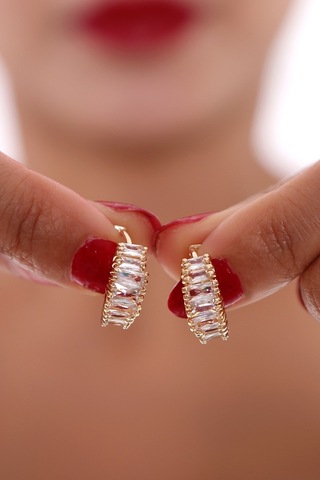 Bhs Life Kadın Taşlı Model Altın Kaplama Renk Küpe Çok Renkli