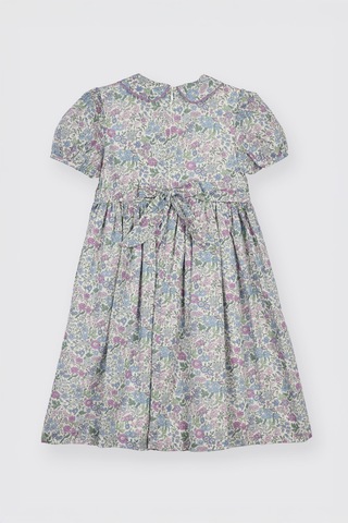 Panço Liberty Kumaş Kız Çocuk Çiçek Desenli Elbise Mor
