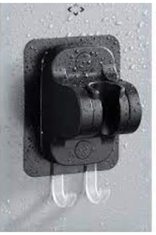 Mucit Home Siyah Nano Kendinden Yapışkanlı Banyo Duş Başlığı Askısı 15 Kg Taşıma Kapasiteli Mafsal Tutacak Krom