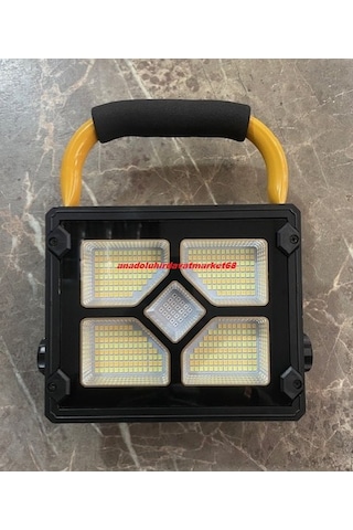 Gs-570 Sanayi Tipi Solar Projektör Çakarlı Kamp Lamba Güçlü Işık 150w Kristal Led Siyah Sarı