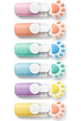 Sevimli Tatlım Fosforlu Mini Keçeli Kalem - 6lı Set - Kedi Tırnağı-fosfor01