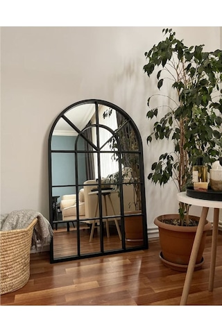 Pencere Model Ayna Duvar Aynası Salon Aynası Dressuar Aynası 103cm X 70 Cm Siyah