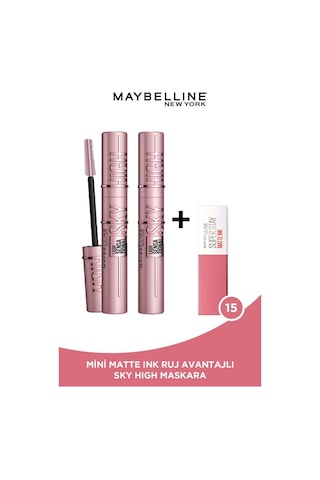 2'li Lash Sensational Sky High Maskara + Mini Super Stay Matte Ink Likit Mat Ruj -15 Avantajlı Set pktsskymasmskast-8572 Diğer