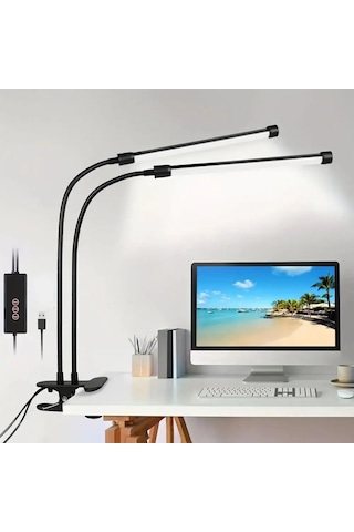 Led Masa Lambası Çift/tek Kafa Okuma Masası Lamba Klip Dim
