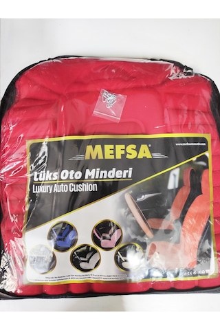 2,li Kırmızı Oto Koltuk Kılıfı Minder Alkantra Kumaş Kabartmalı