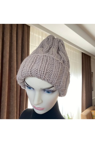 Duman Rengi Kışlık Örgü Dikişsiz Bere Gri