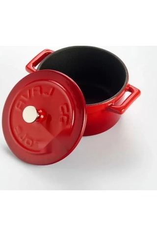 10 Cm Yuvarlak Döküm Mini Tencere, 0.35 L Hacim, Kırmızı