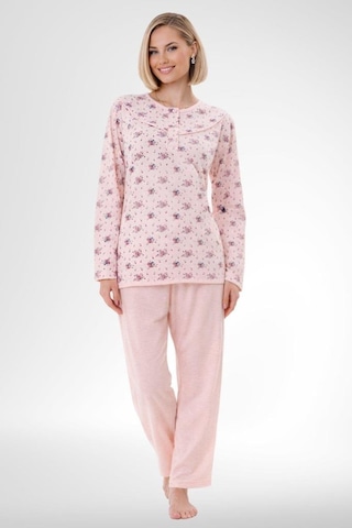 Mecit Pijama Mecit 6320 Pudra Büyük Beden Kadın Sabahlık Pijama Gecelik Set Pudra