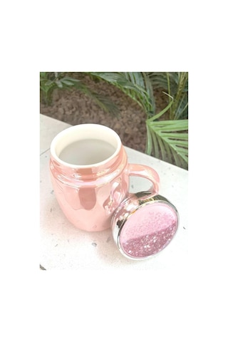 Kapağı Sulu Kupa Mug Pembe