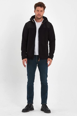 Rodi Jeans Erkek Ön Arka Garnili Fermuarlı Kapüşonlu Polar Haki