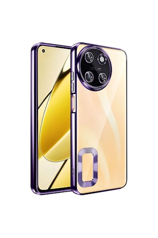 Realme 11 4g Kılıf Kamera Korumalı Logo Gösteren Zore Omega Kapak Derin Mor