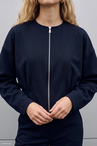 Sateen Fermuarlı Ceket - Lacivert-138011