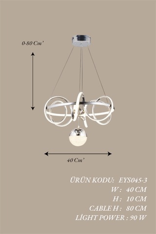 Ey Shop Krom Toplu Çember Model 3 Renk Led Avize Krom