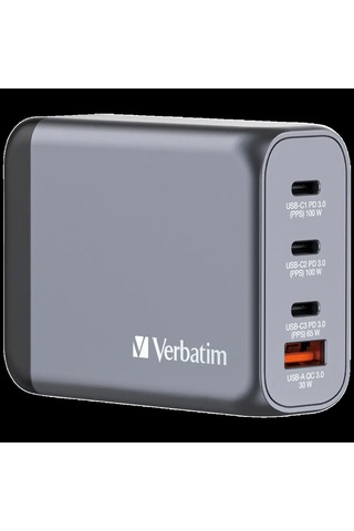 Verbatim 32202 - V Gnc-100 Gan Charger 100w 3-usb-c / 1-usb-a Çıkışa Sahiptir