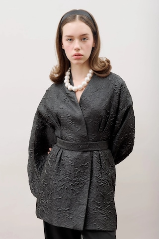 Manuka Jakar Organze Kimono Siyah Siyah