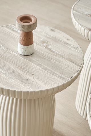 Bohem Sehpa,tekli Sehpa,yan Sehpa,zigon Sehpa - Bej & Soho Bej Renk Gövde & Soho Renk Tabla