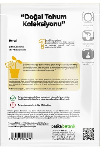 100 Adet Herca i Menekşe Çiçek Tohumu (Violaceae)