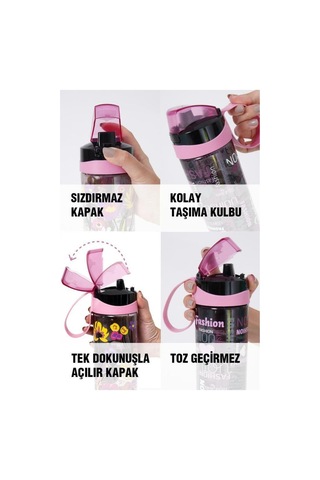 0,75 Lt Çift Renk Boyalı Ölçü Baskılı Matara-pembe Çok Renkli Plastik Diğer