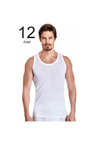 Berrak Erkek Beyaz 12'li Paket Klasik Atlet Elf568ber1020ccm12 001