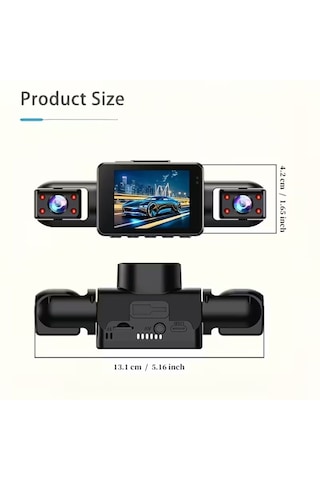 Schitec 4 Kameralı Kayıtlı Araç Kamerası 360 Görüş 1080p Ön Ve Arka İç Çekim Hd Otomobil Kamera Sistemi An-6314