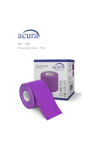 Ac-150 Yüz & Vücut Uyumlu Hipoalerjenik Kinesyo Tape  Bandı 5m X 5cm Mor Renk 1 Beden