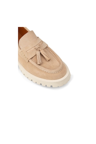 Deery Kadın Hakiki Süet Bej Püsküllü Loafer - 02035zbejc01 Bej
