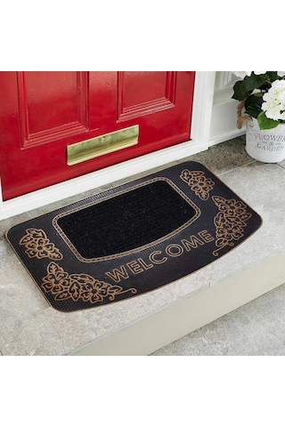 Welcome Yazılı Kauçuk Toz Tutucu Kapı Önü Paspası Rose