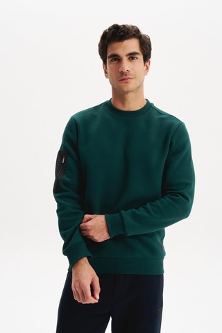 AR-MA Arma Erkek Regular Fit Basic 3 İplik Şardonlu Bisiklet Yaka Sweatshirt Pamuk Polyester Karışımlı K30124603302 Yeşil
