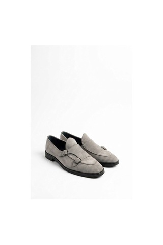 Lofer Erkek Süet Eva Tabanlı Tokalı Klasik Loafer Gri