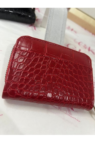 Gk Gamzelirenklerim Luxury Fashıon&accessorıes Mini Cüzdan Kartlık Tek Gözlü Fermuarlı Rugan Suni Deri Bordo