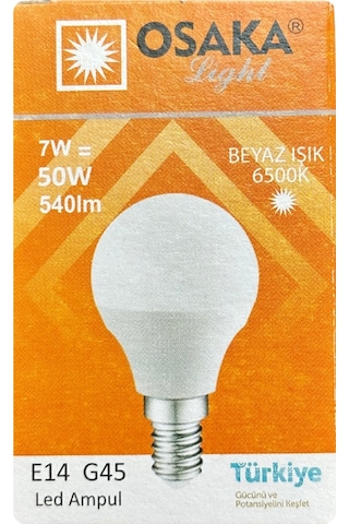 10 Adet Osaka 7w 50w Beyaz Işık E14 Duylu İnce Duy Led Mini Ampul