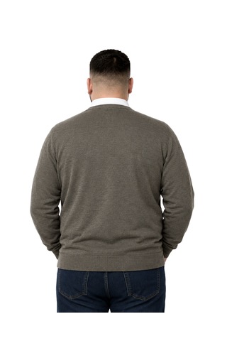 Battalmoda Erkek Büyük Beden Koyu Vizon Cepli Düğmeli Triko Hırka 3xl-4xl-5xl-6xl Vizon - Kahverengi