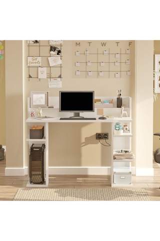 Pantego 124cm Çalışma Masası Bilgisayar Masası Raflı Beyaz Pan1-w Beyaz