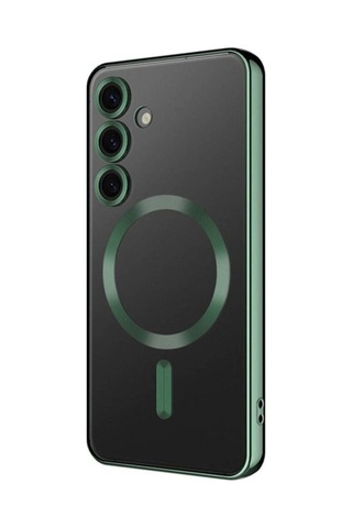 Galaxy S24 Plus Kılıf Kamera Korumalı M-safe Wireless Şarj Özellikli Zore Demre Kapak Koyu Yeşil