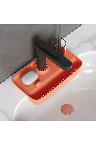 Ev Silikon Lavabo Drenaj Raf Musluk Sıçrama Geçirmez Drenaj Raf